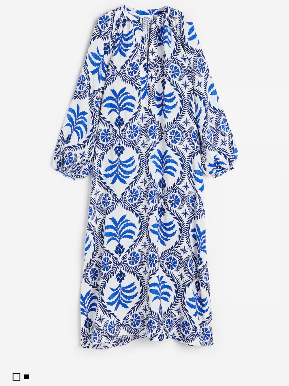 H&M White Maxi Dress with Blue Botanical Print